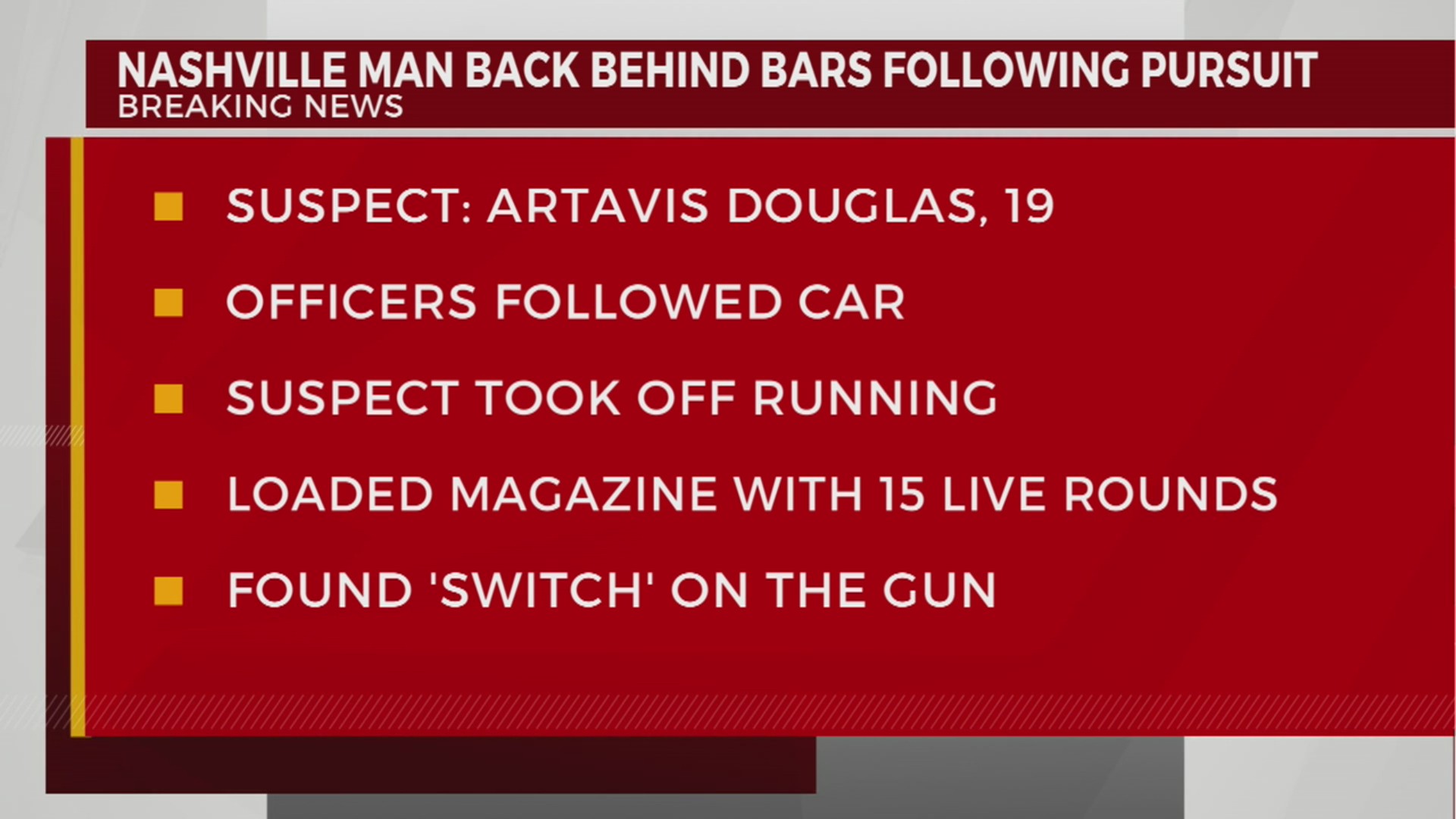 Nashville man back behind bars following pursuit – WKRN News 2