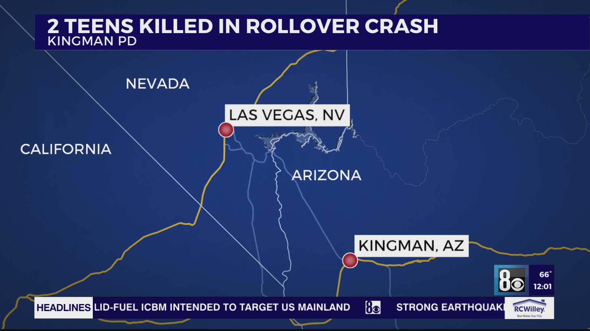 Rollover crash: 2 teens killed, 3 injured in Kingman crash – KLAS