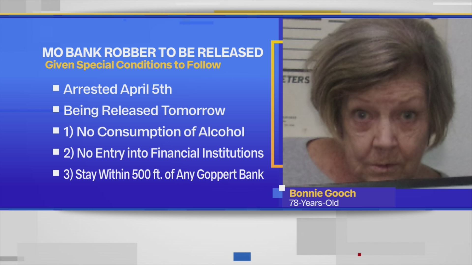 Elderly Missouri woman charged in bank robbery to be released – FOX 4 ...