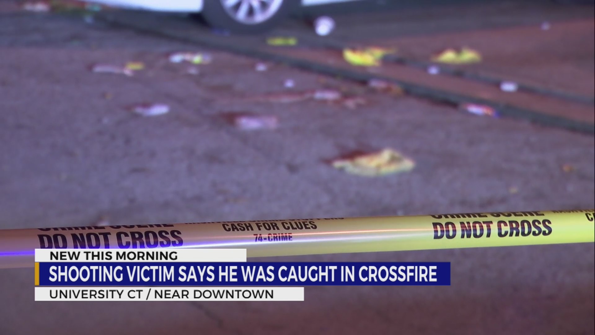 Victim claims he was caught in crossfire after shooting near downtown ...