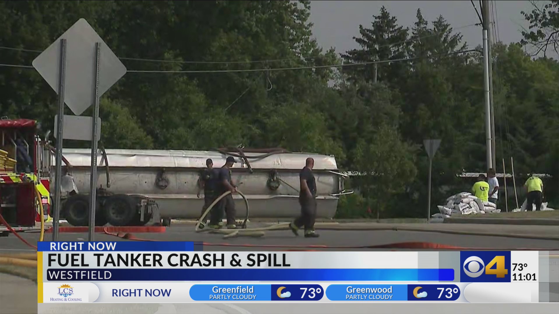 Overturned tanker spills hundreds of gallons of fuel in Westfield – Fox 59