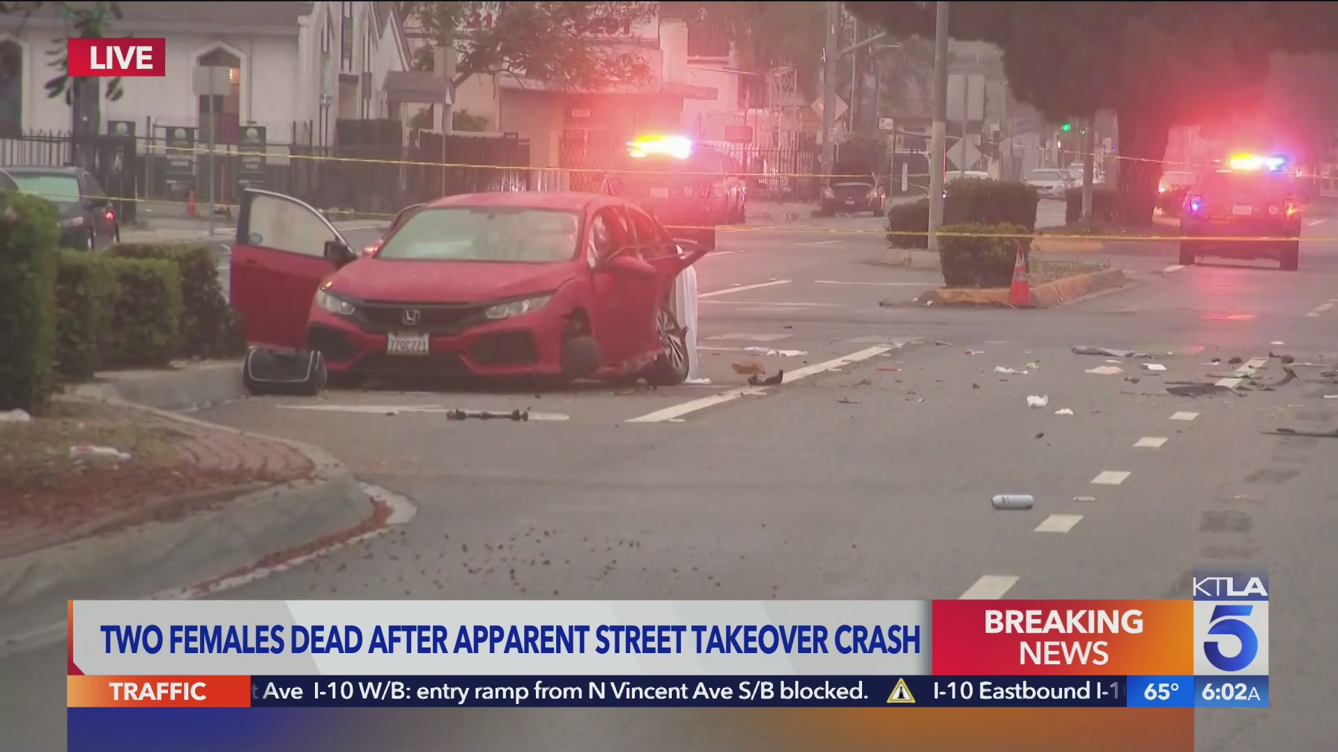 2 females killed during apparent street takeover crash in Compton KTLA