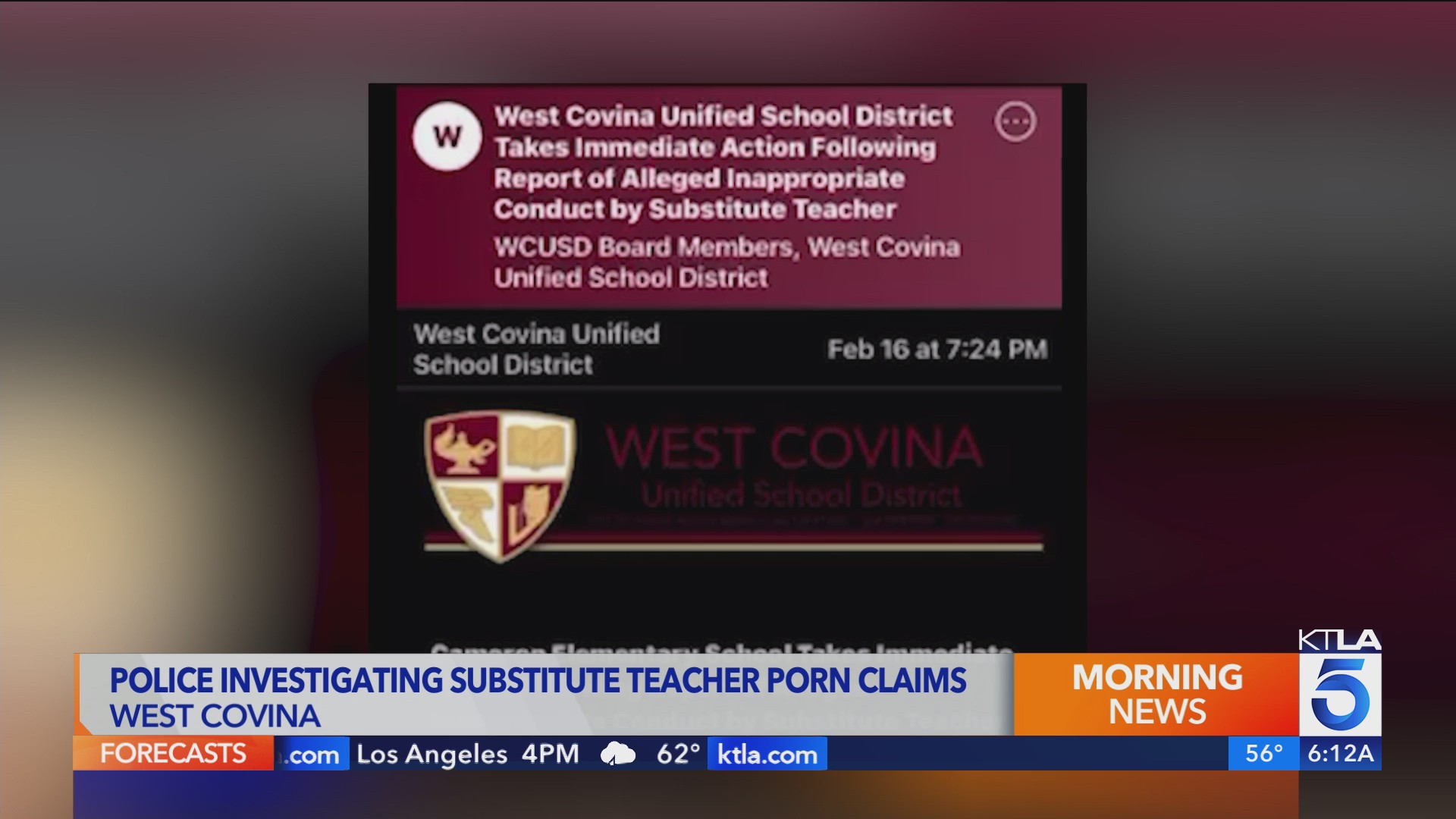 Substitute teacher not arrested after allegedly being caught watching ...