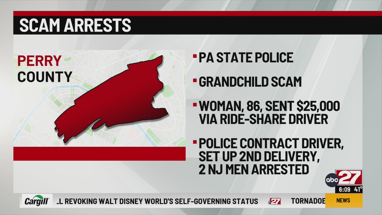 Perry County woman loses 25k in ‘grandparent scam,’ two arrested ABC27