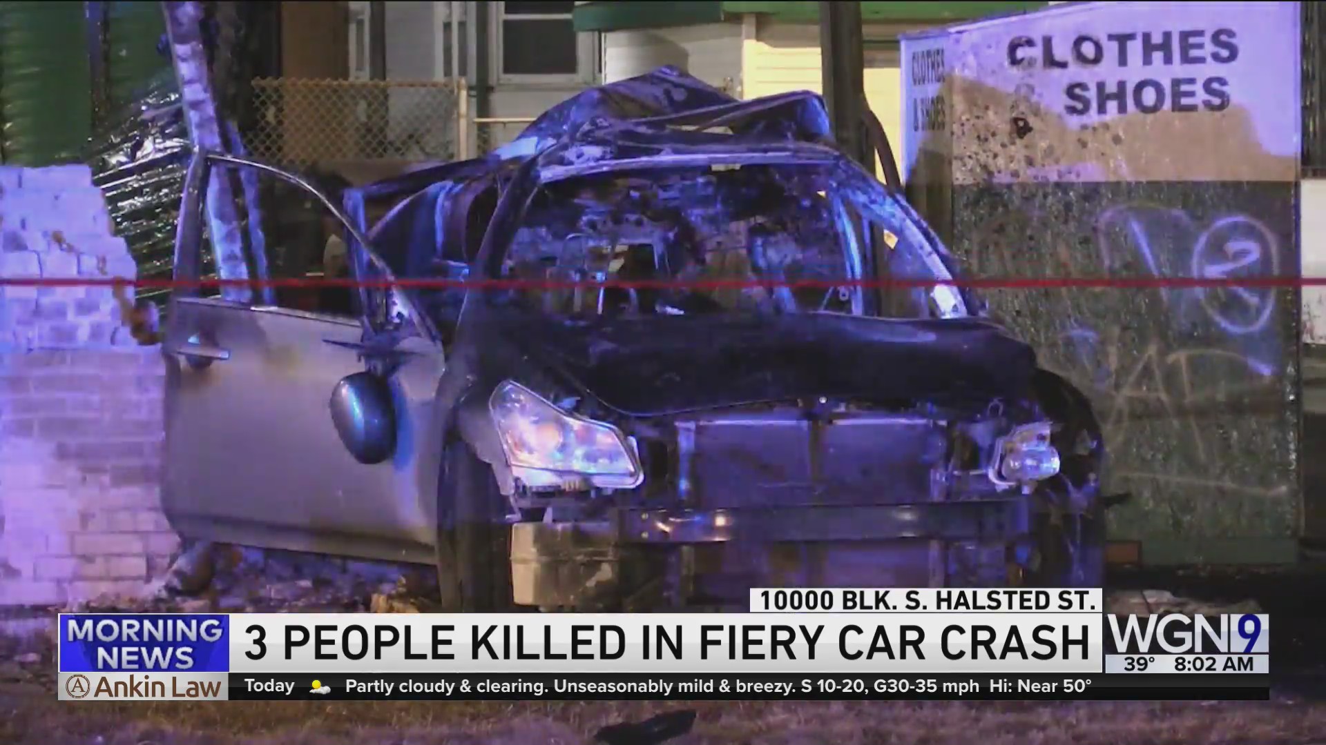 3 dead after car crashes into pole, engulfed in flames on South Side ...