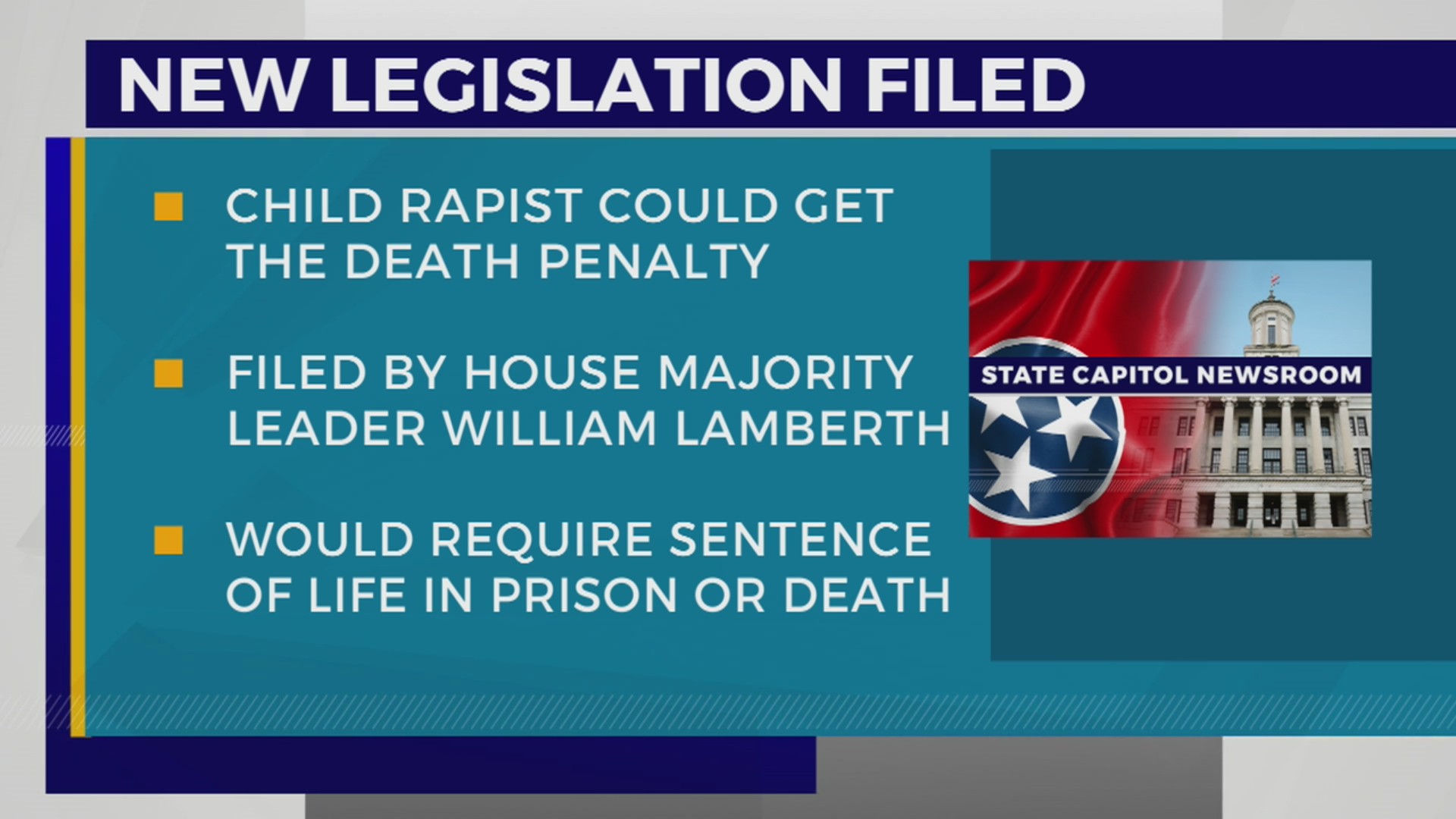 Tennessee lawmaker proposes death penalty for rape of a child – WKRN News 2