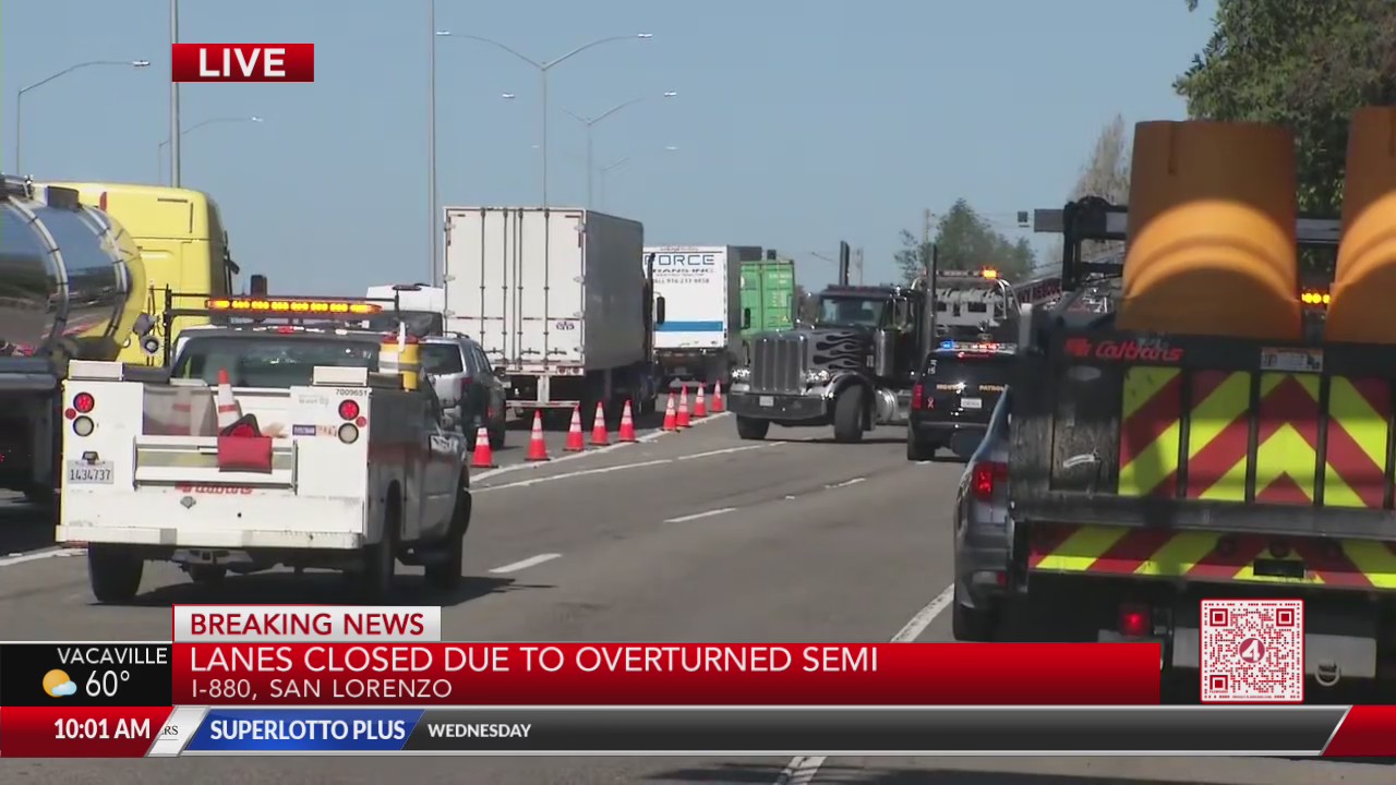 Overturned big rig halts interstate traffic in San Lorenzo – KRON4
