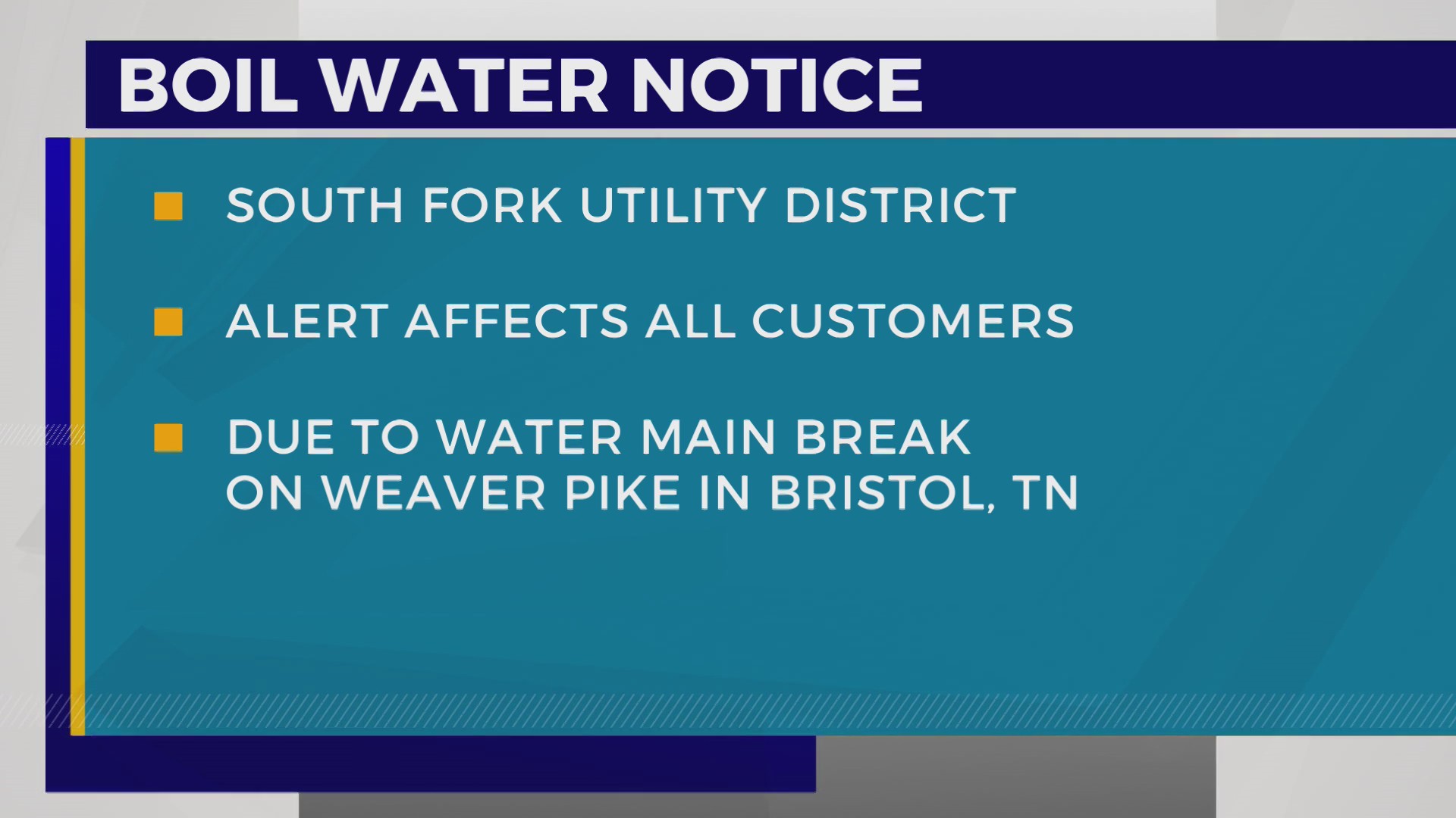 South Fork Utility District issues boil water notice WJHL Tri