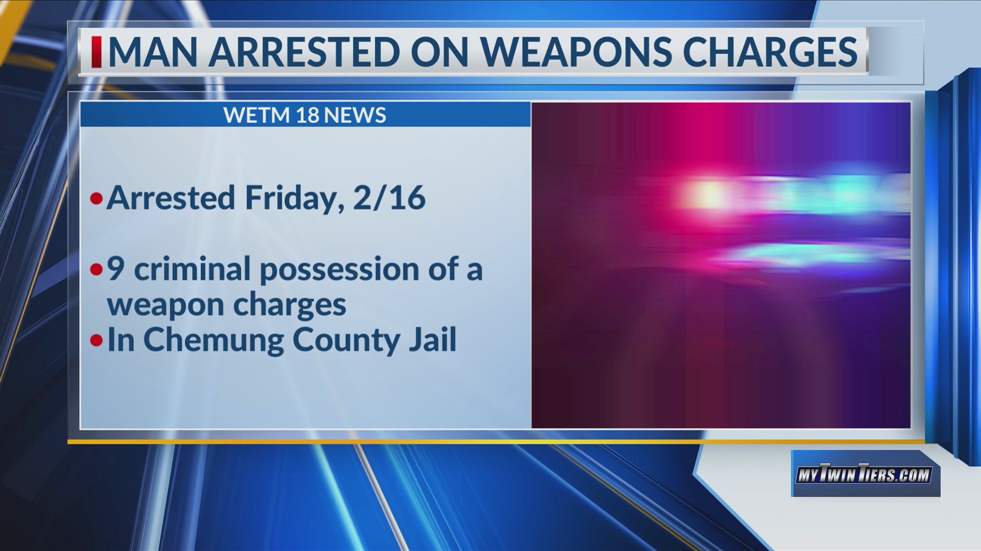 Southport man arrested on multiple weapons charges – WETM – MyTwinTiers.com