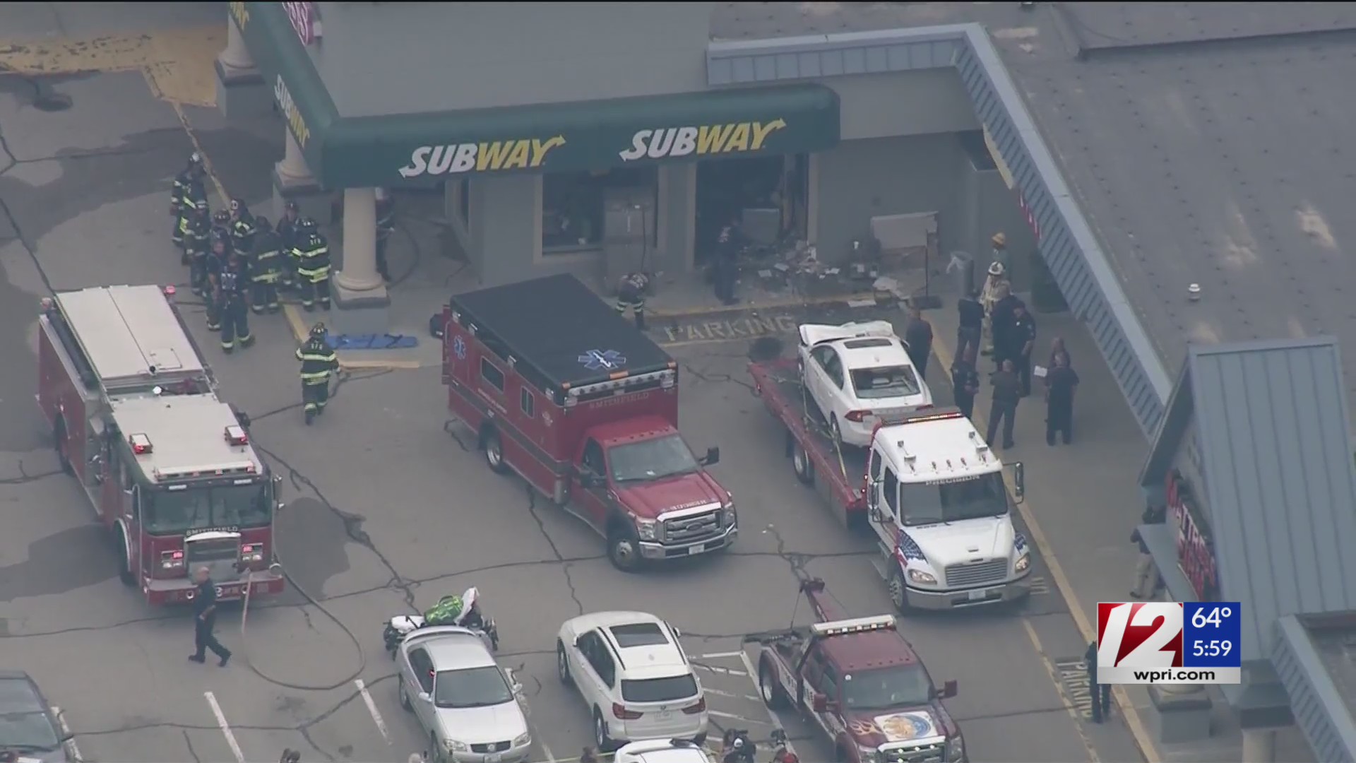 6 injured after car crashes into Smithfield sandwich shop – WPRI.com