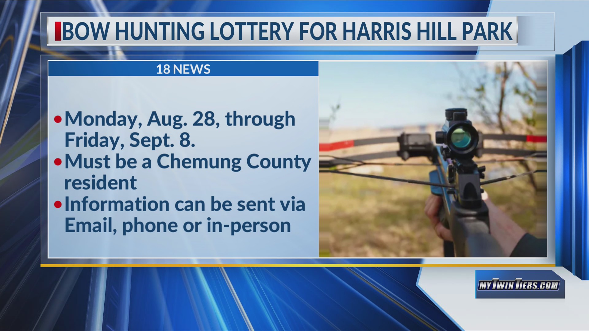 Bow hunting lottery for Harris Hill Park to take place in September