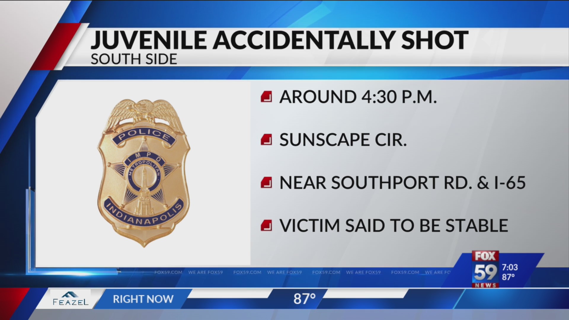 IMPD: Juvenile injured in accidental shooting on Indy’s south side – Fox 59