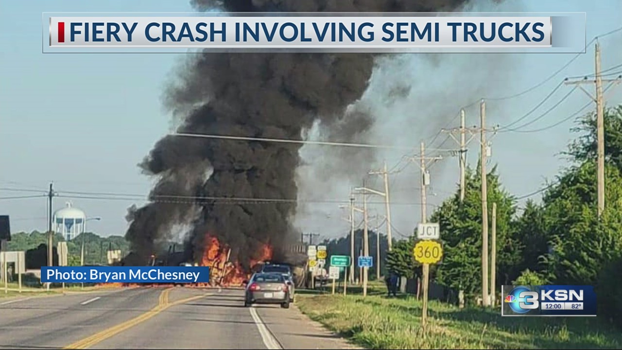 Semis, car involved in fiery crash east of Winfield KSNTV