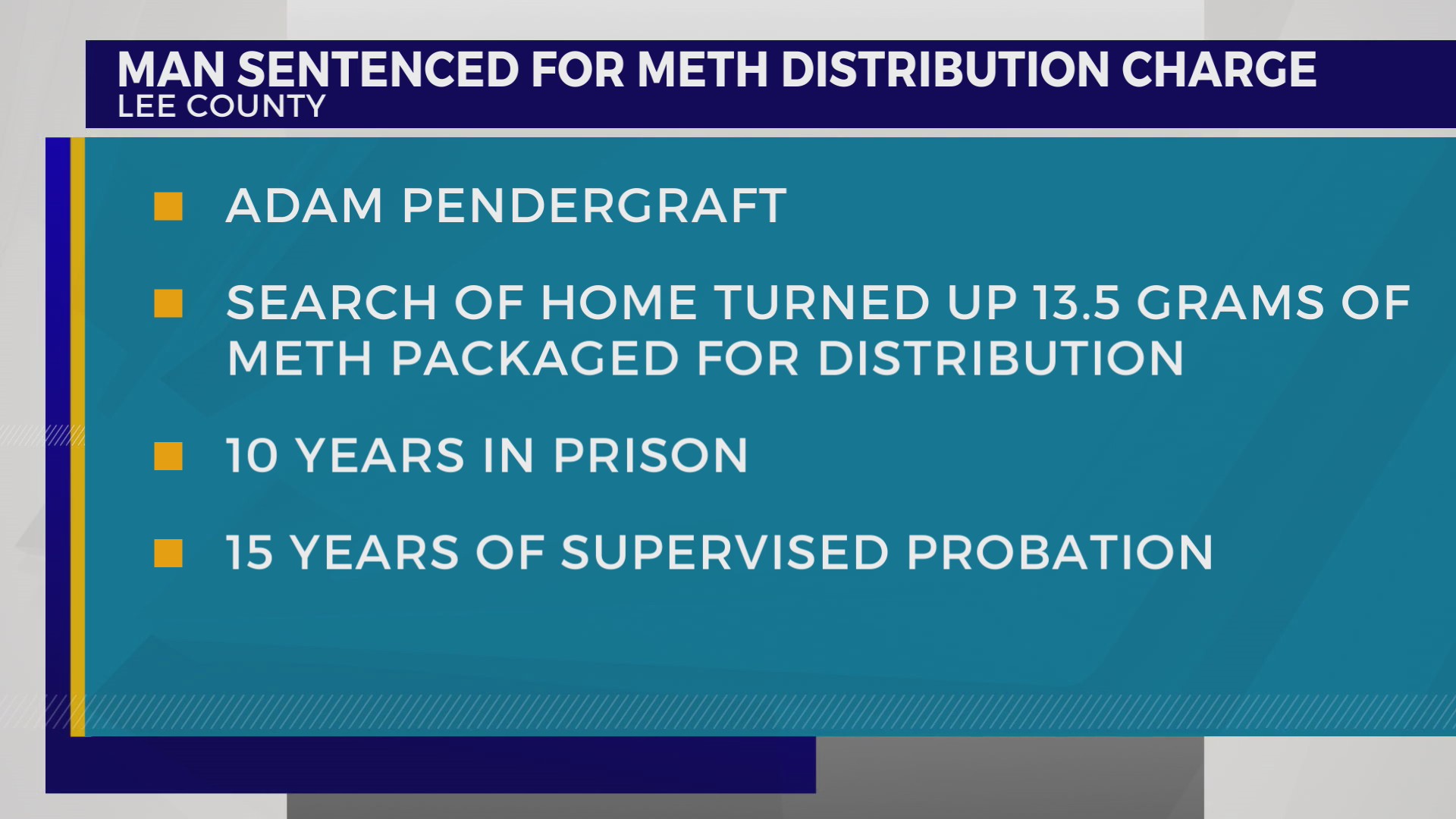 Man sentenced to 10 years prison for role in meth distribution in Lee ...