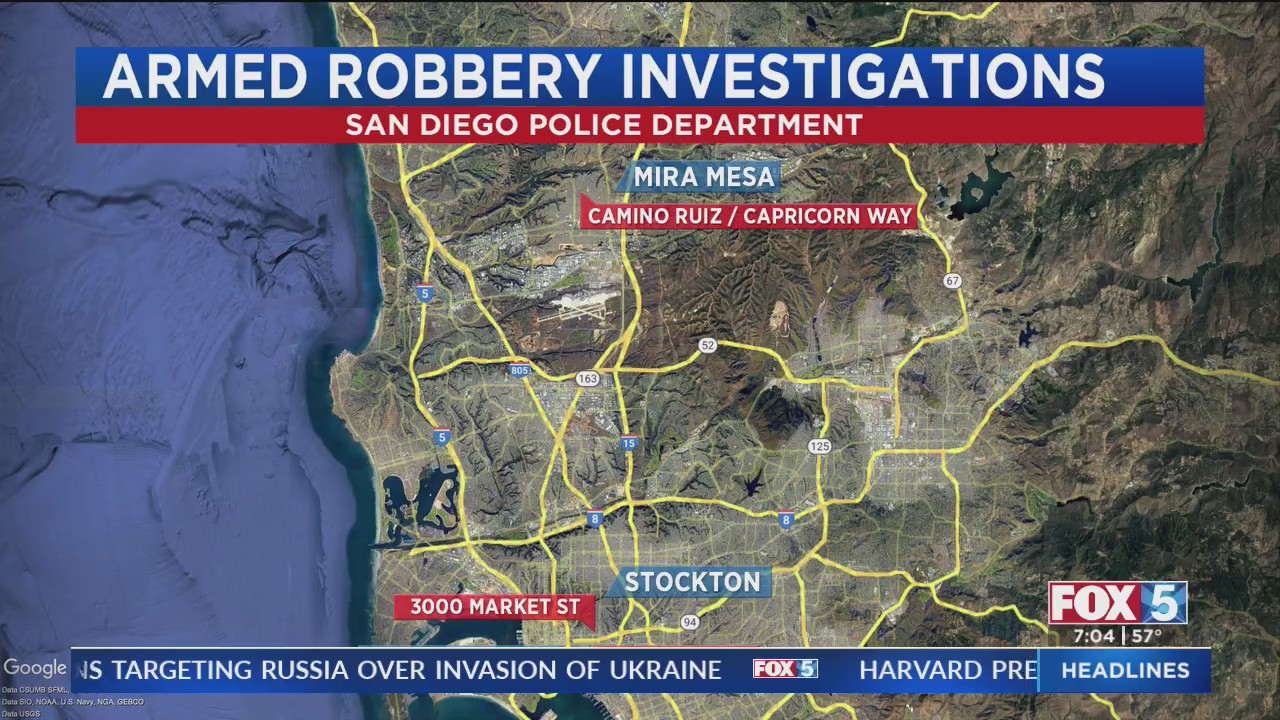 Police Investigate Sting Of Armed Robberies – FOX 5 San Diego & KUSI News
