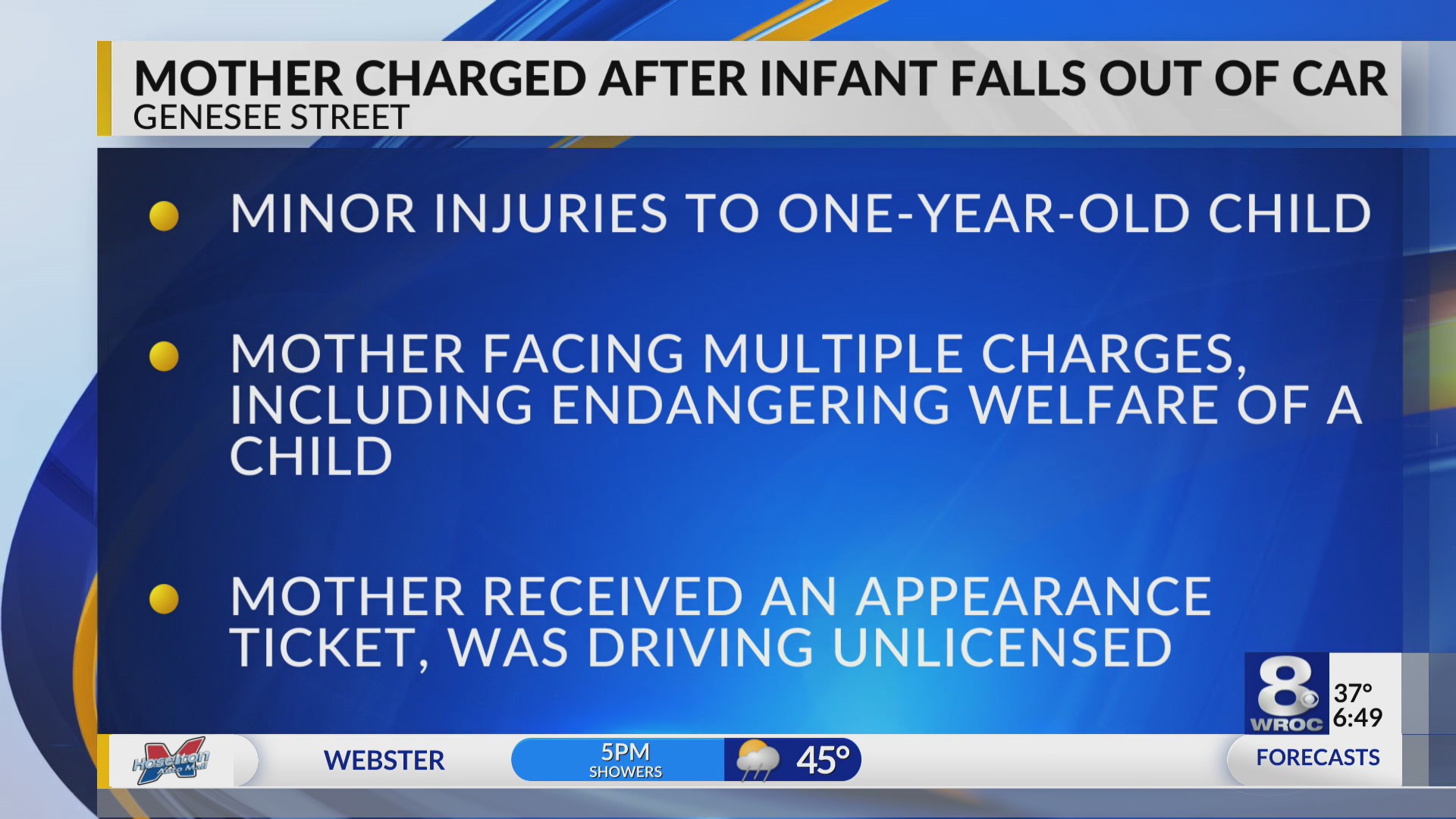 Mother charged after one-year-old child falls out of moving car ...