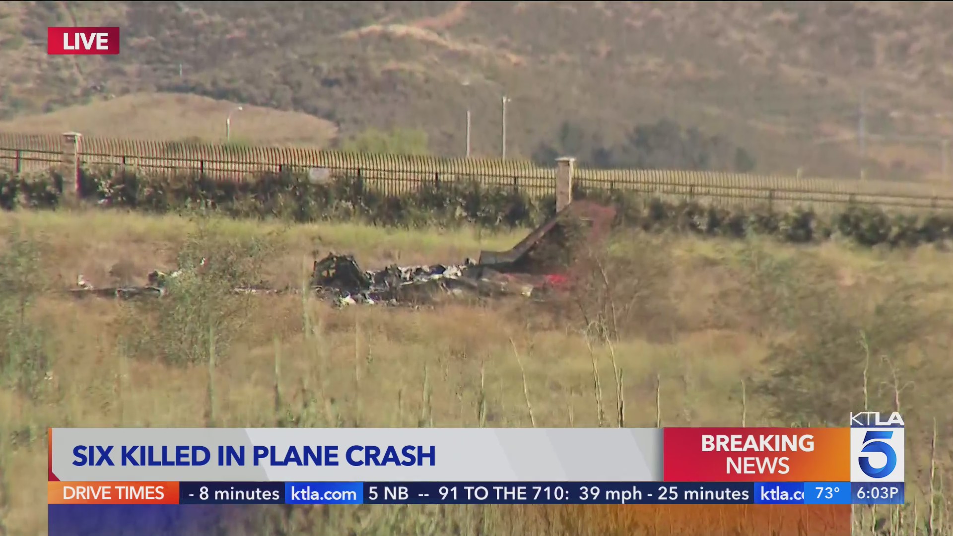 6 killed in fiery Riverside County plane crash, NTSB investigating – KTLA