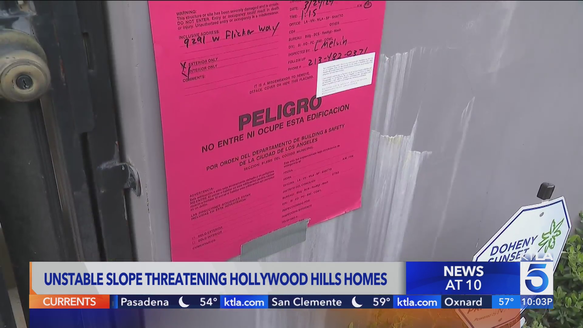 Multiple homes in the Hollywood Hills have been red-tagged due to landslide  concerns