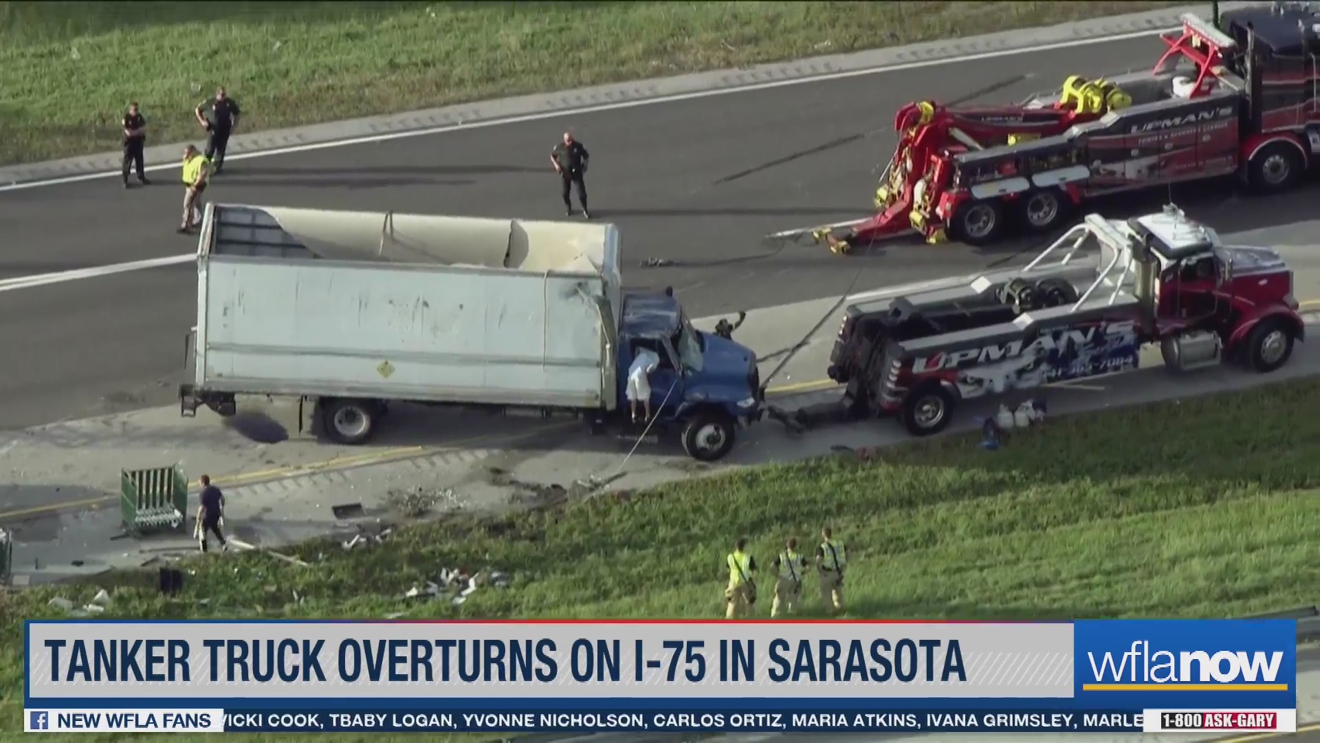 Truck overturns on I-75 in Sarasota – WFLA