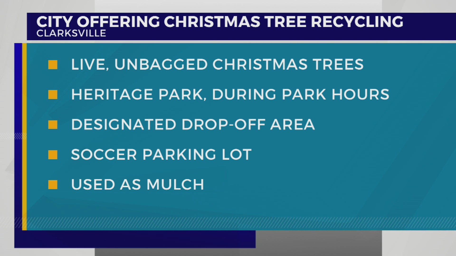 Clarksville among cities offering free Christmas tree recycling – WKRN ...