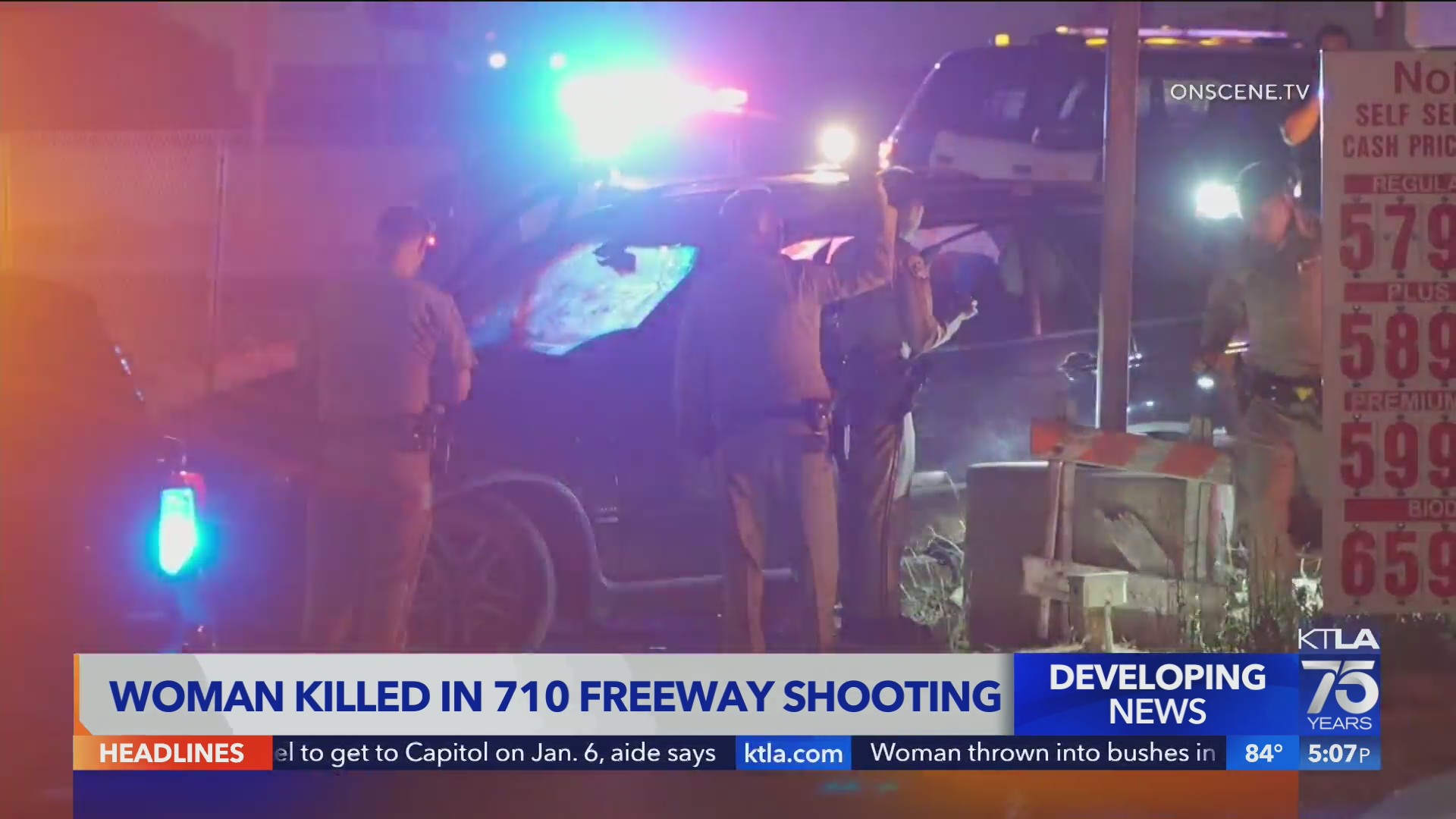 Woman dies after being shot, crashing on 710 Freeway in Long Beach – KTLA