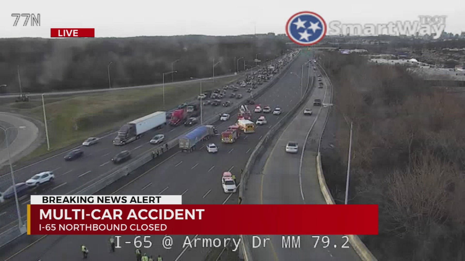 Crash involving semi on I-65N closes all lanes – WKRN News 2