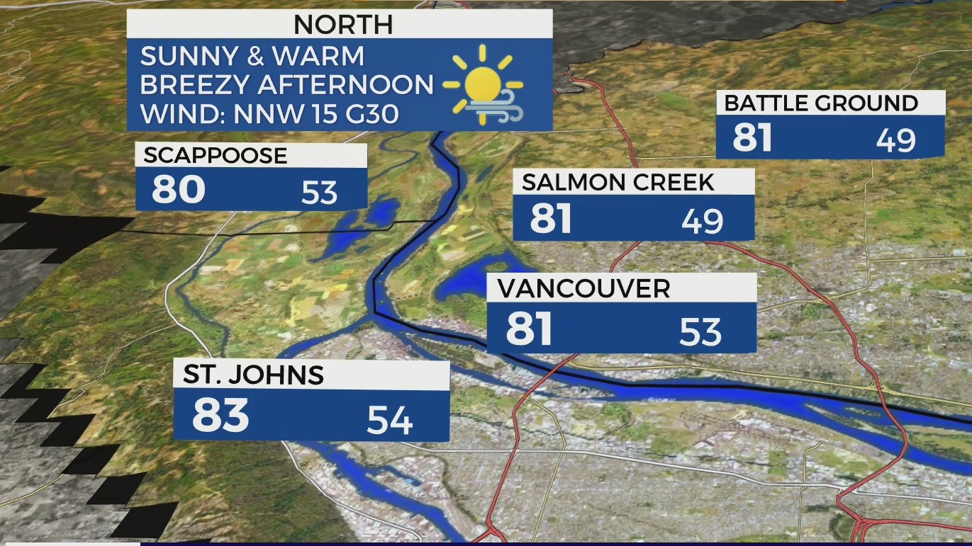 KOIN 6 Weather Breezy, sunny trend rolls on in Portland; heat soon