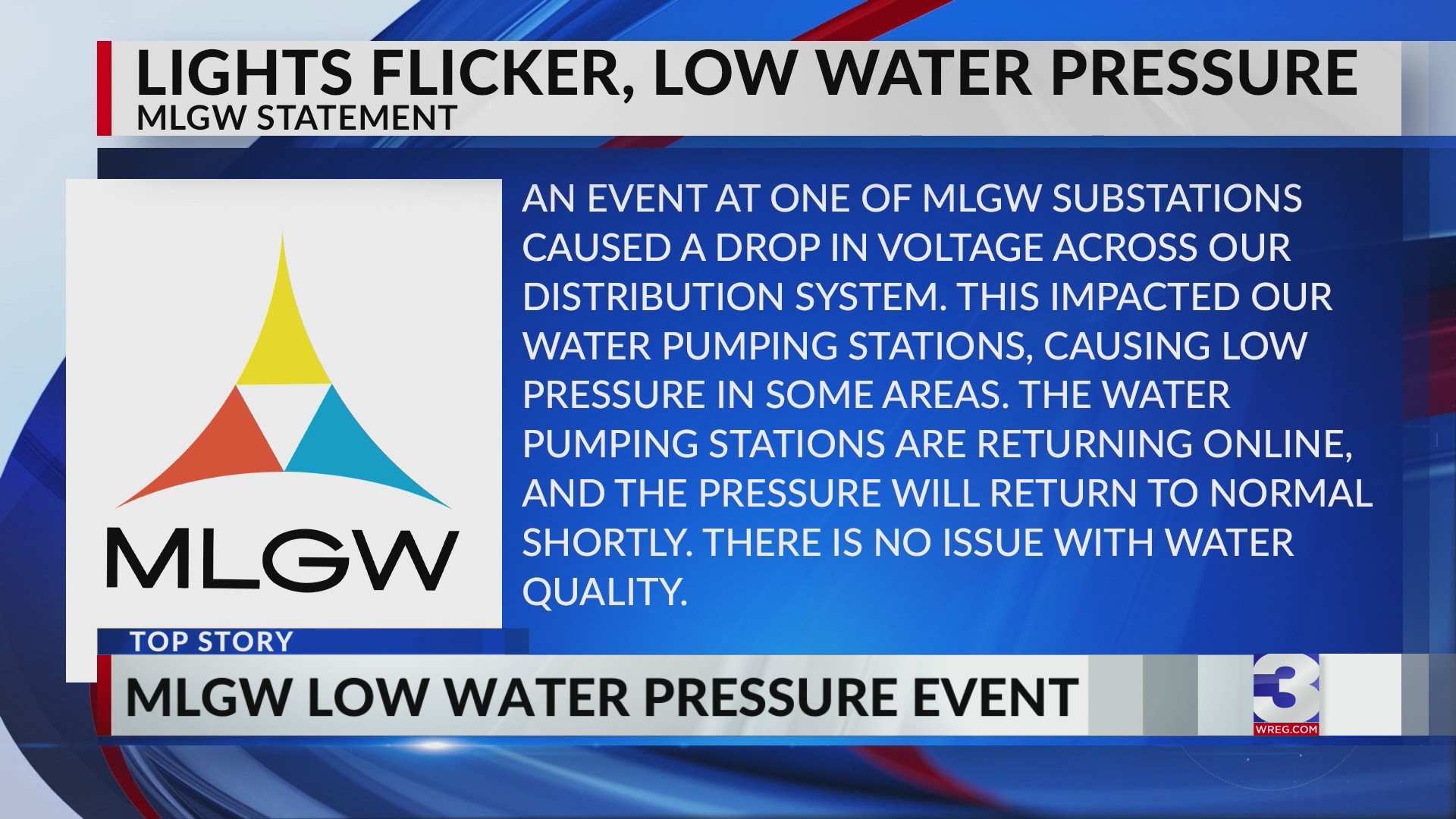 MLGW customers experience low water pressure after ‘event’ at