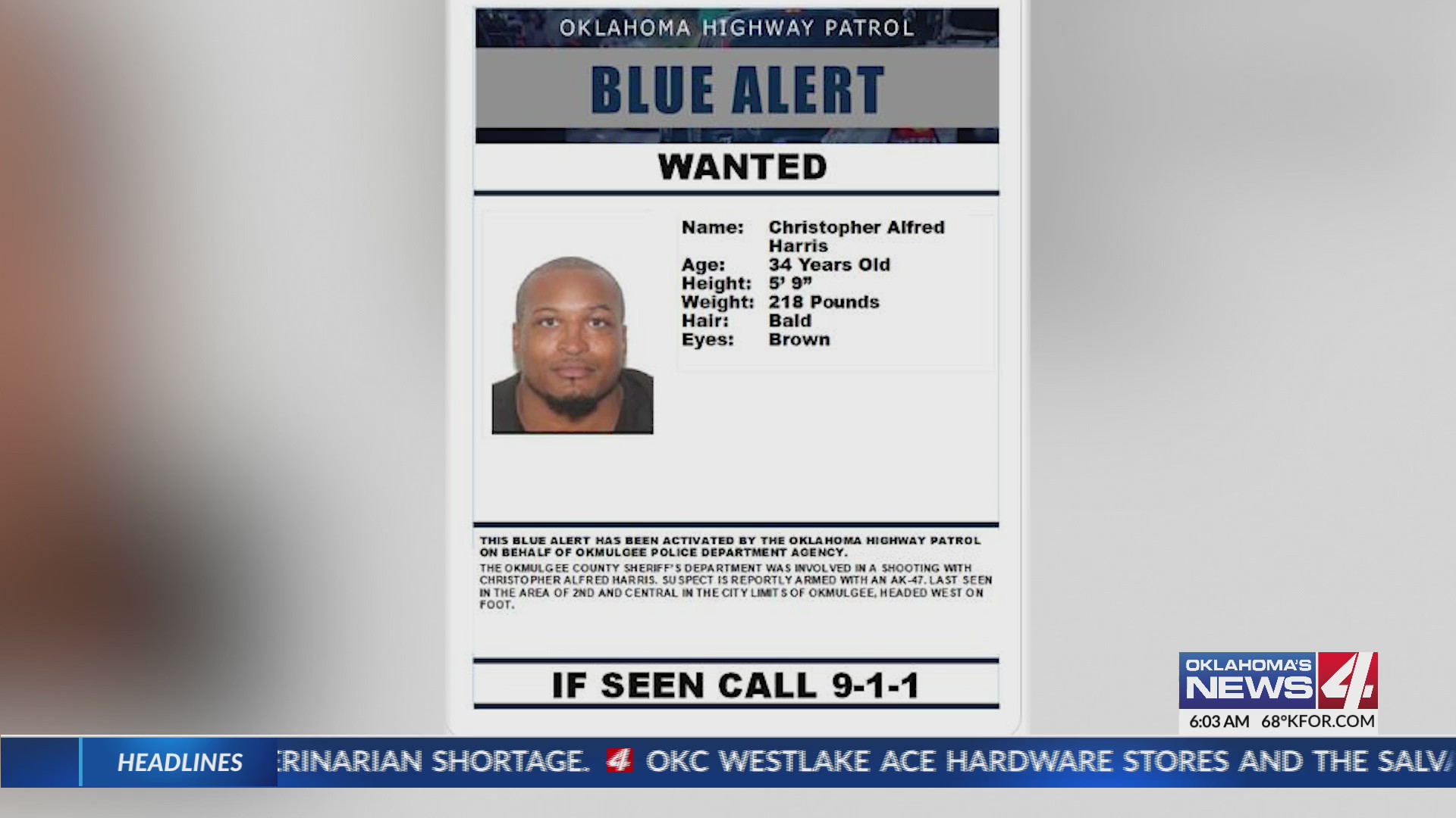 Blue Alert issued for man accused of shooting at officers – KFOR.com ...