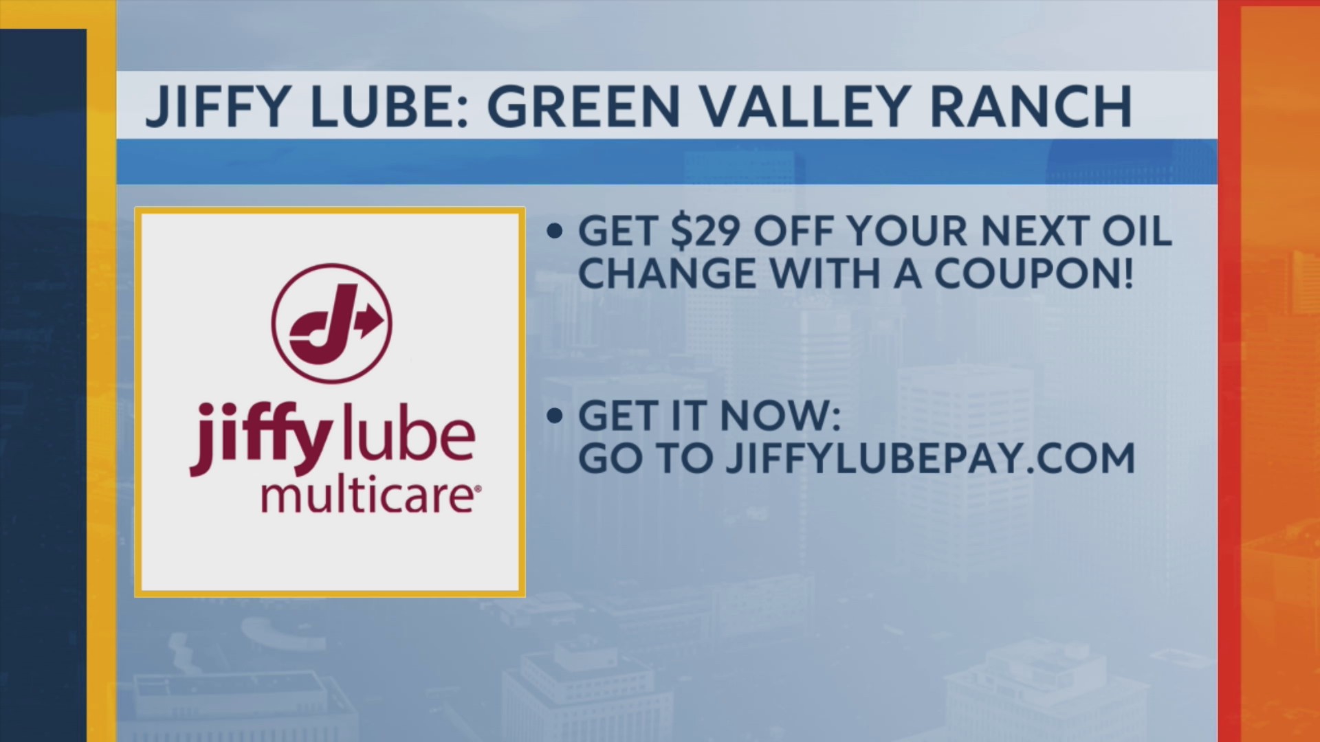 Jiffy Lube, Green Valley Ranch FOX31 Denver