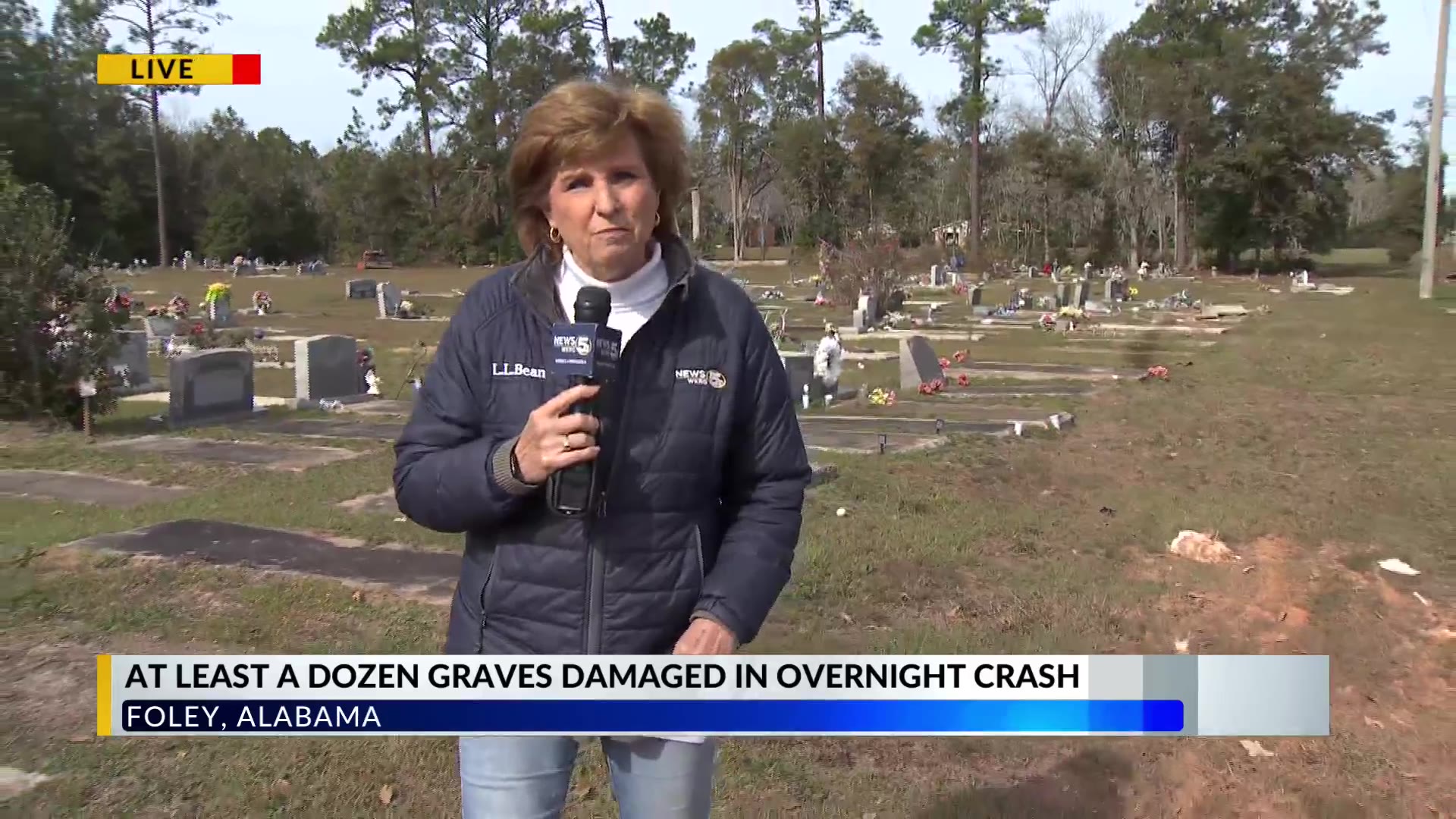 UPDATE More than a dozen Foley graves damaged in car crash WRBL