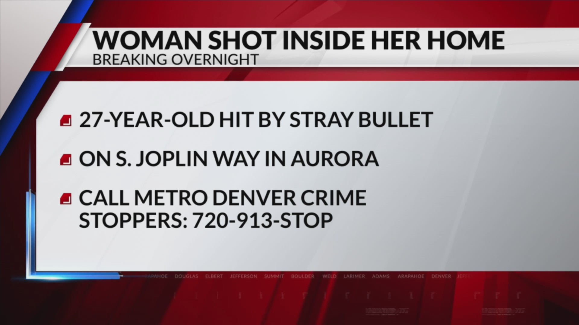 Woman shot inside home by stray bullet – FOX31 Denver