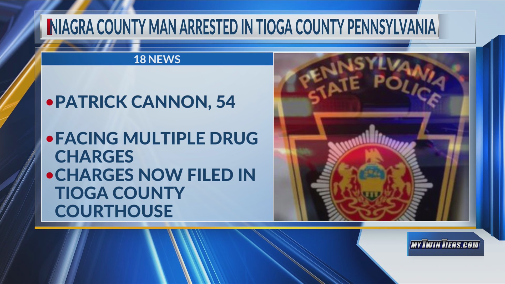 Niagara County man arrested on drug charges in Tioga County, Pa – WETM ...