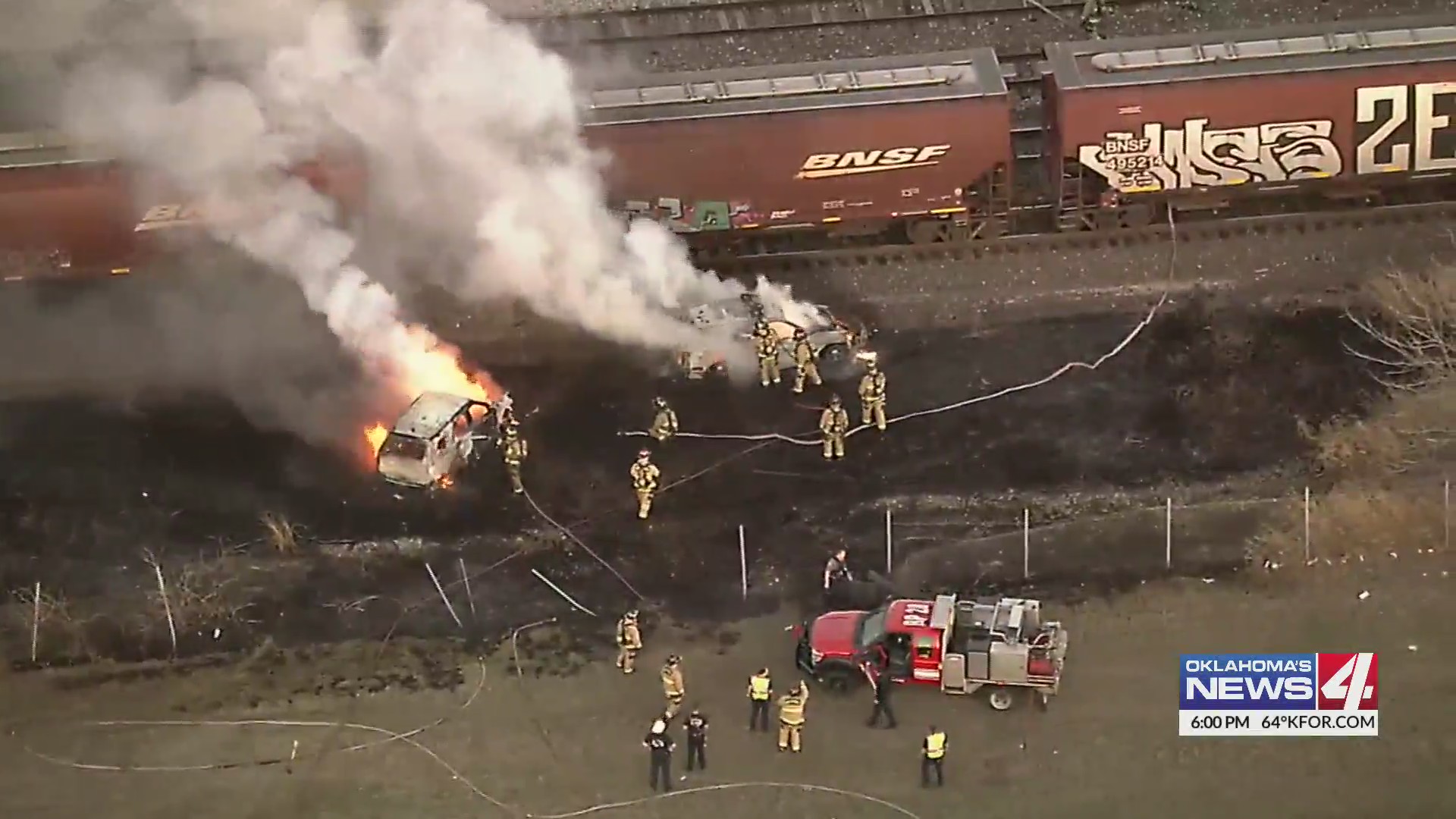 Police chase ends with suspect arrest, police cars on fire – KFOR.com ...