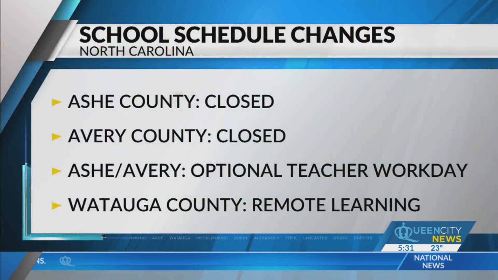 Watauga Schools go remote, 2 others have teacher workdays Queen City News