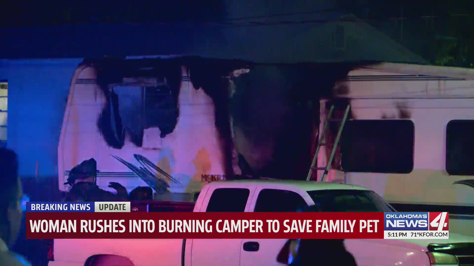 Woman rushes into burning camper to save stranger’s dog – KFOR.com ...
