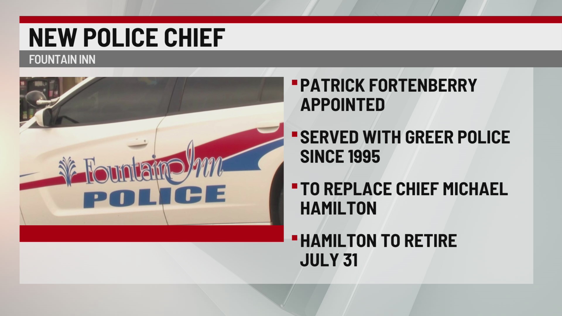 Fountain Inn names new police chief – WSPA 7NEWS