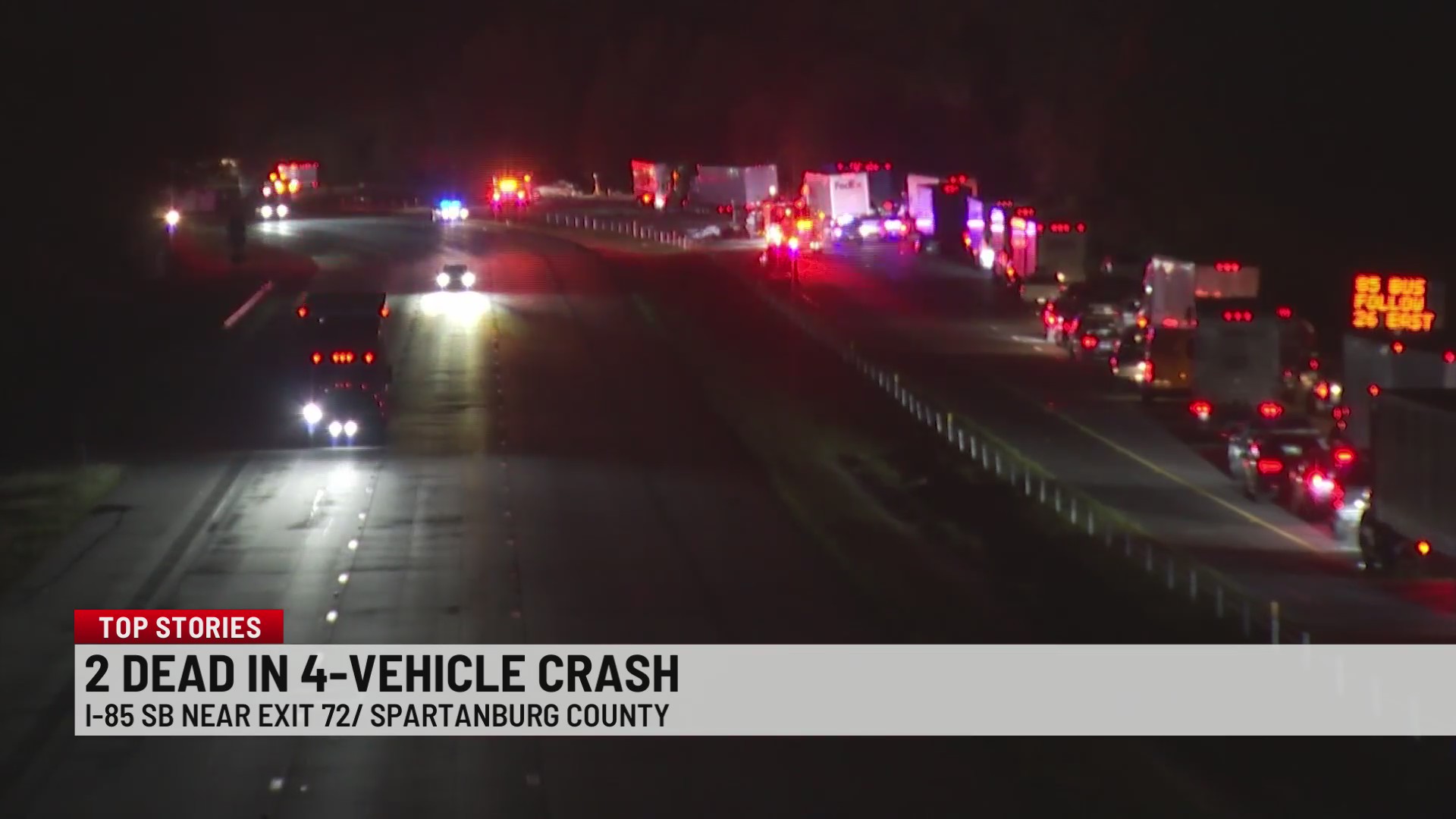 2 dead, 1 injured in multi-vehicle collision on I-85 – WSPA 7NEWS