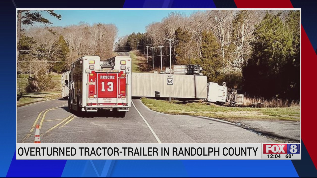 Tractor-trailer overturns on US 64 West in Randolph County – FOX8 WGHP