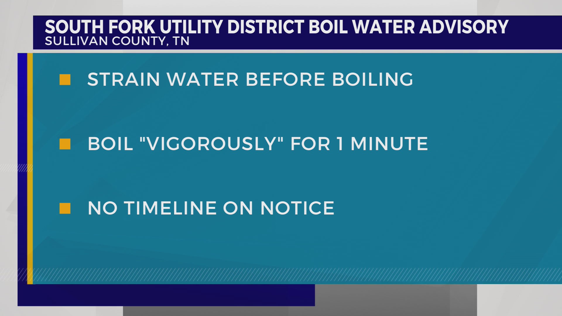 South Fork Utility District issues boil water notice WJHL Tri