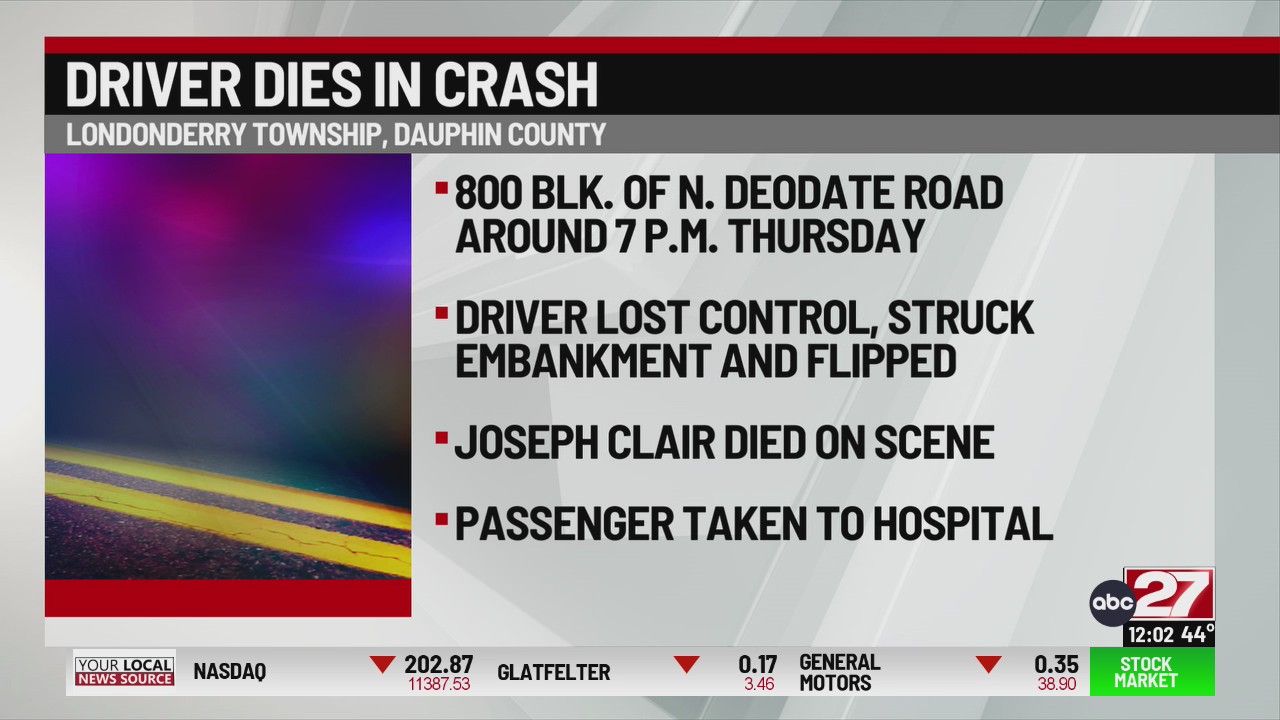 One dead after crash in Dauphin County – ABC27