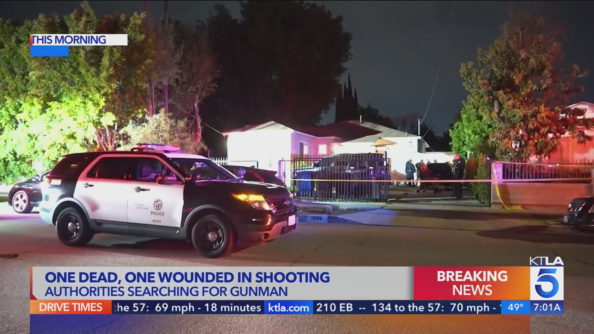 Late-night visit to Van Nuys home leaves 1 dead, 1 wounded – KTLA