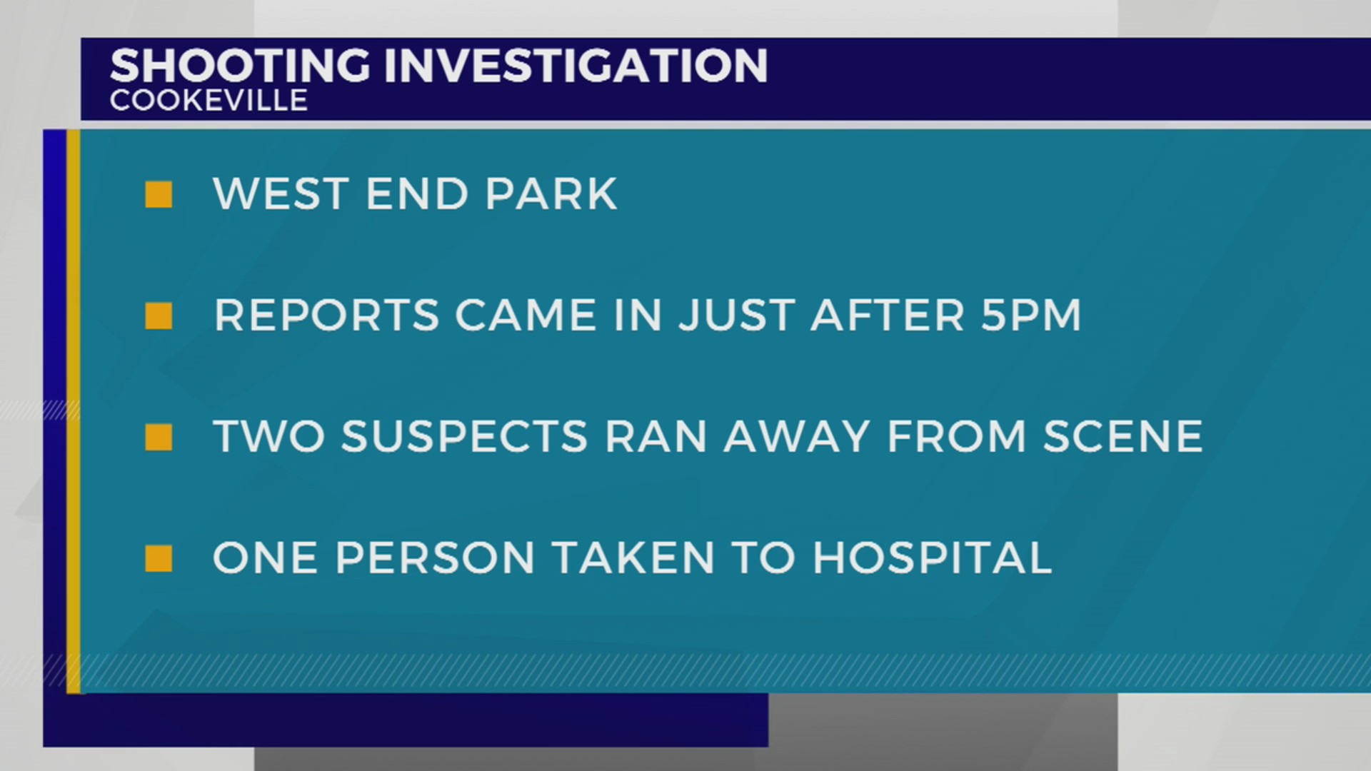 Police investigating shooting at Cookeville park WKRN News 2