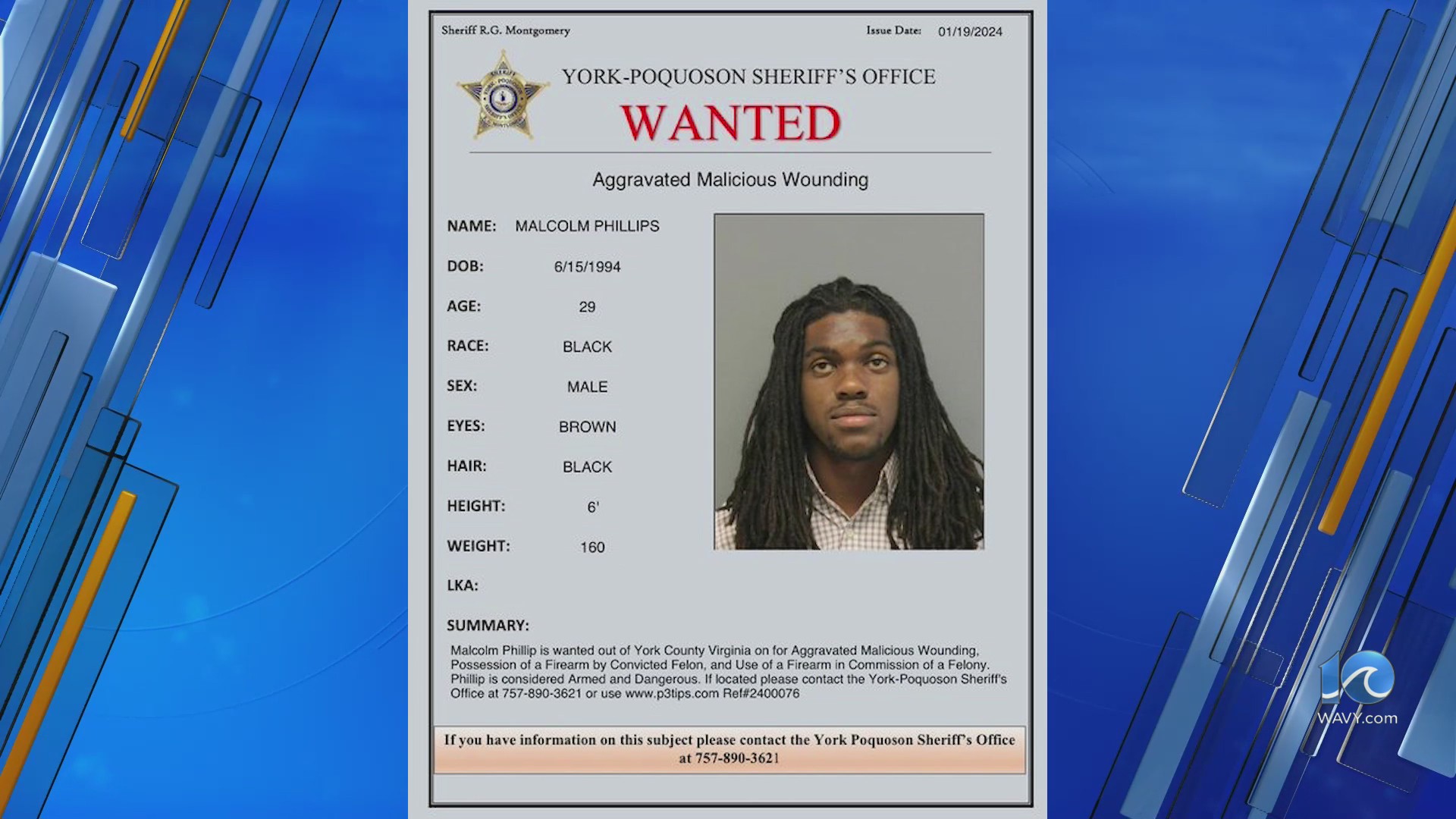 York-Poquoson Sheriff’s Office searching for wanted man – WAVY.com