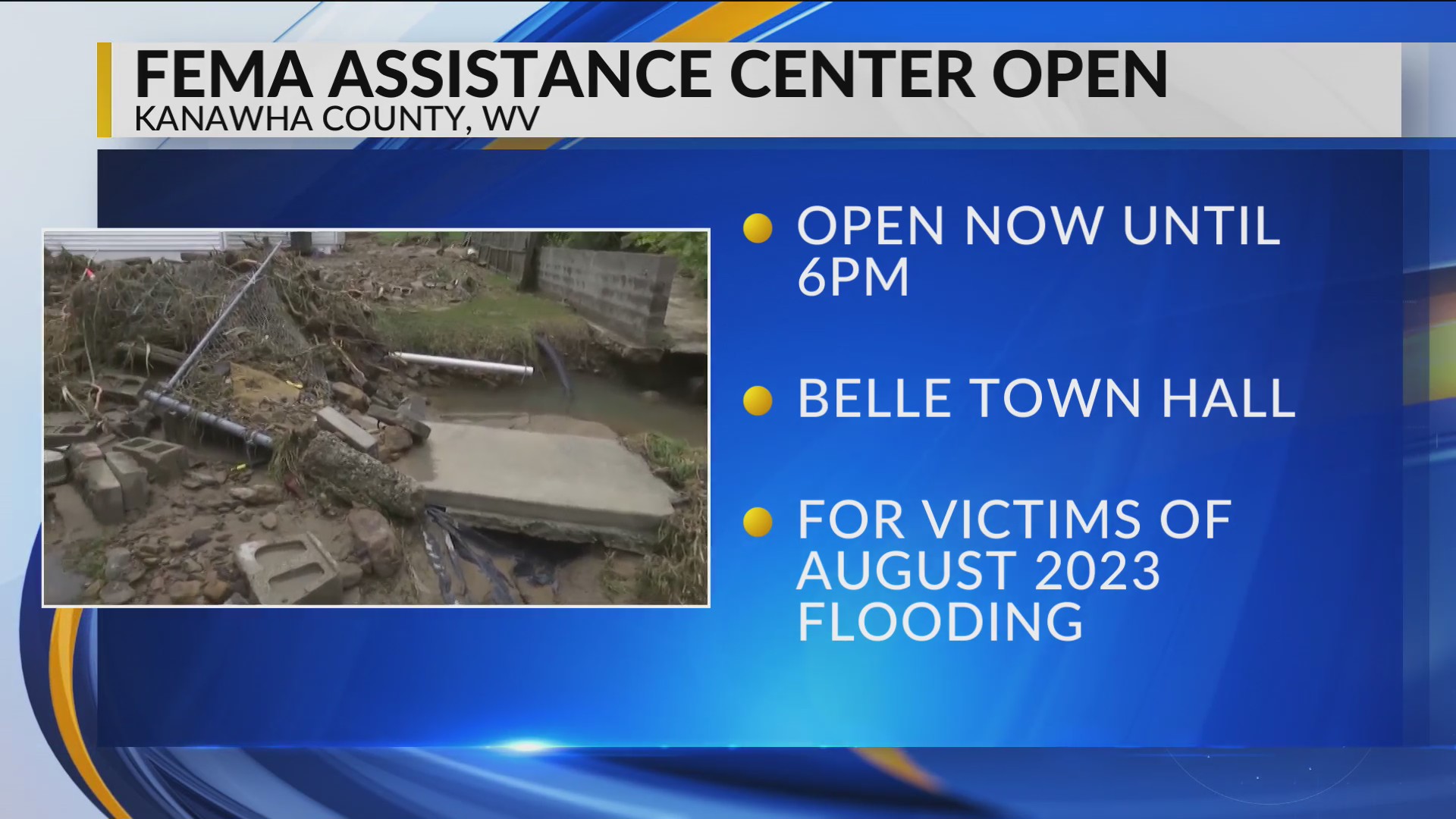 FEMA assistance available in Kanawha County for flood victims – WOWK 13 ...