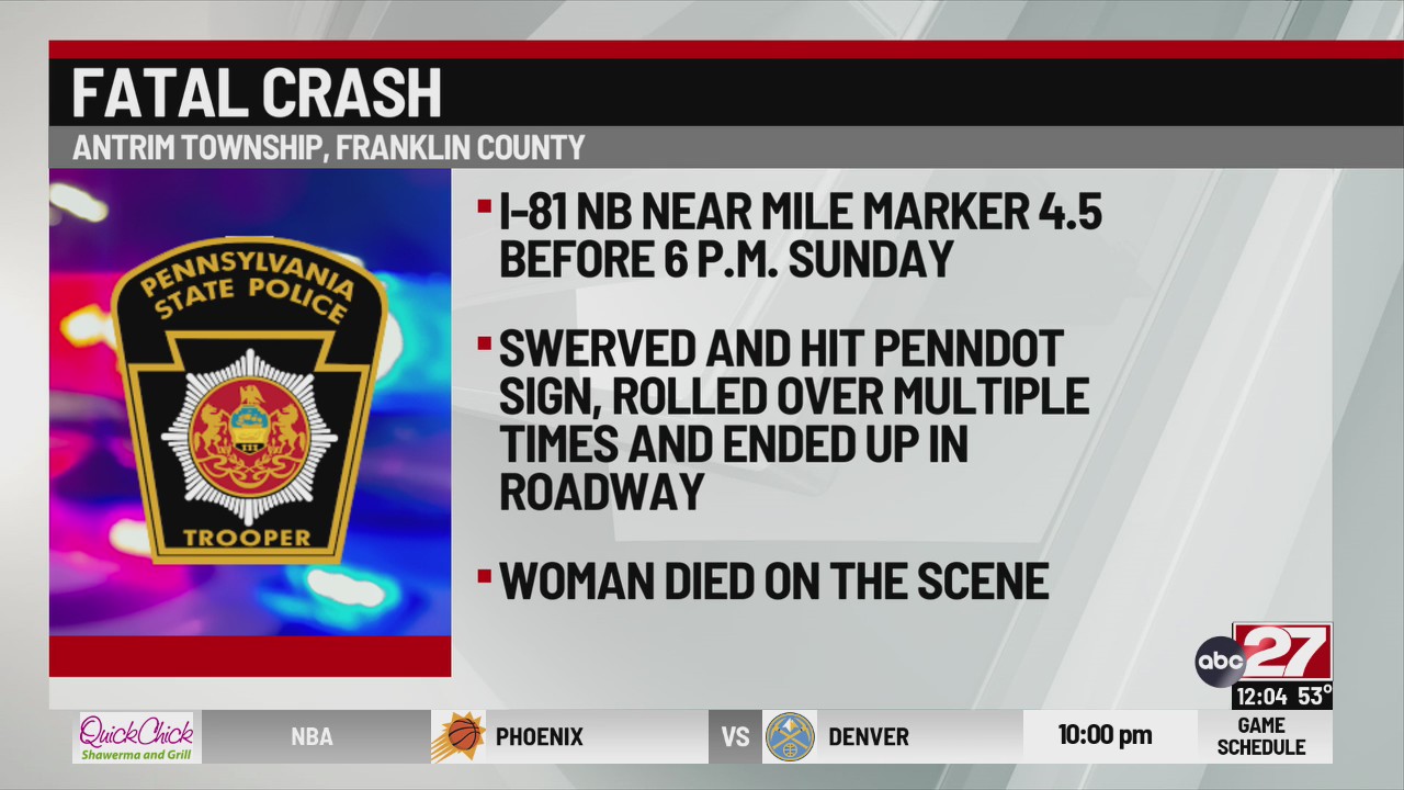 One dead after crash on Interstate 81 in Franklin County – ABC27