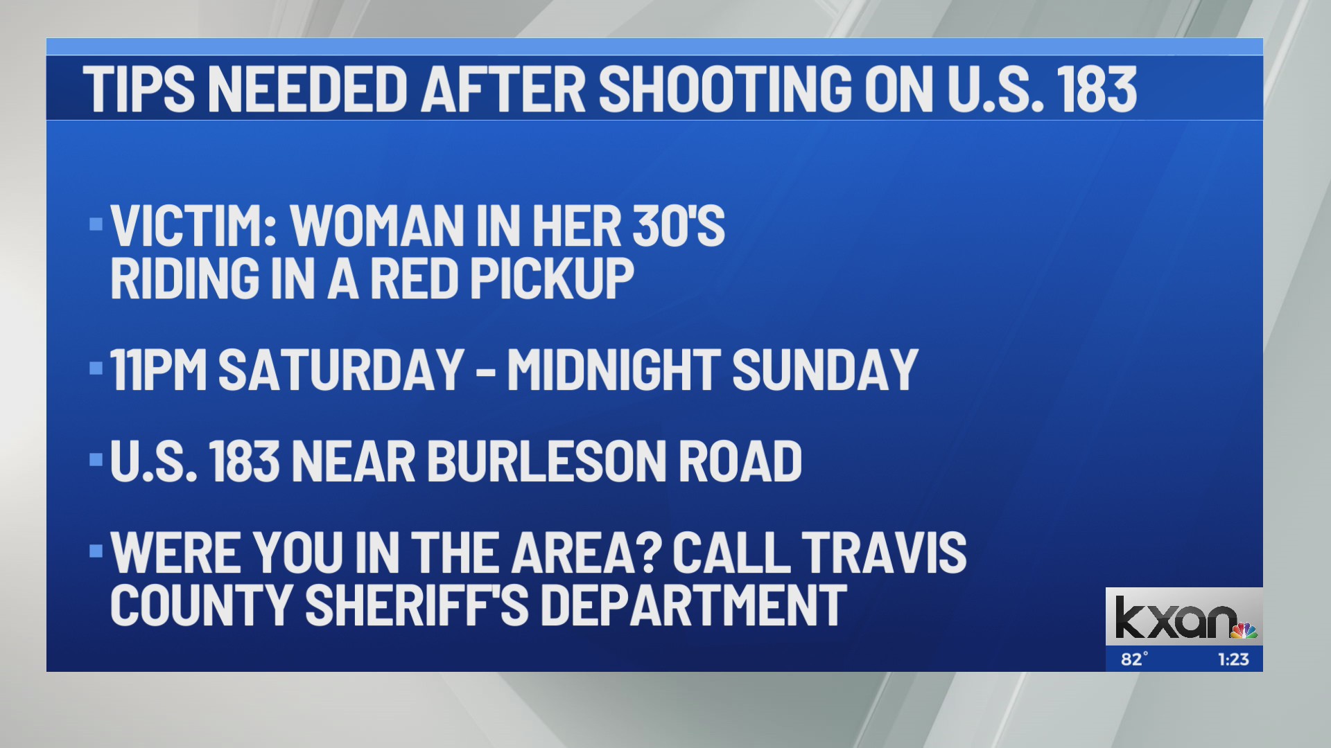 Travis County deputies look for tips after homicide on US 183 – KXAN Austin
