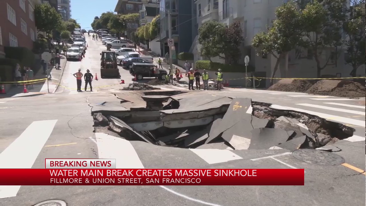 Massive sinkhole forms in Pacific Heights after water main break – KRON4