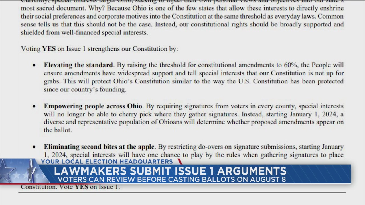 Arguments For Against Proposed Ohio Constitutional Amendment Released Arguments For Against Proposed Ohio Constitutional Amendment Released