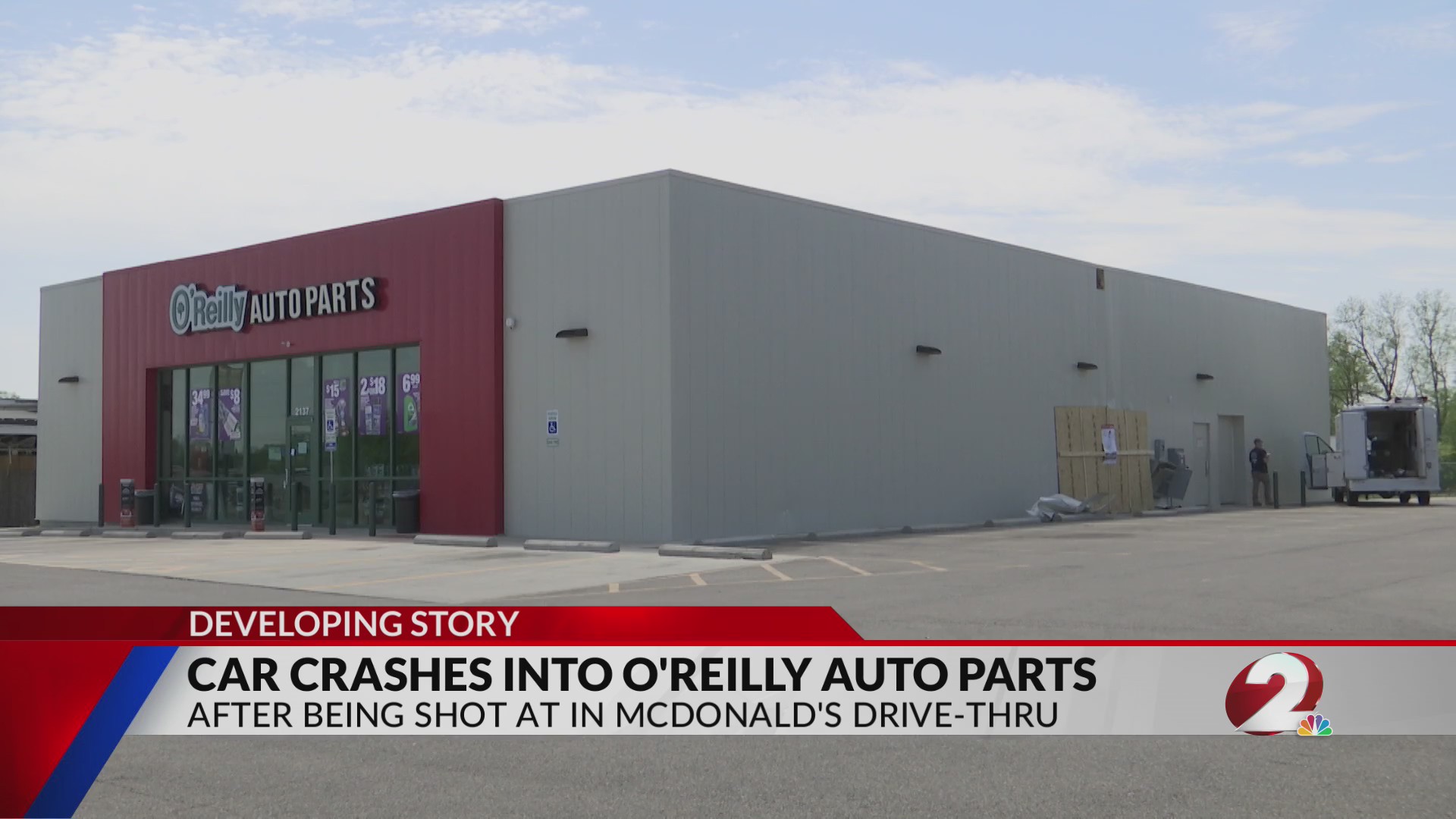 Car crashes into O’Reilly Auto Parts after reported McDonald’s shooting